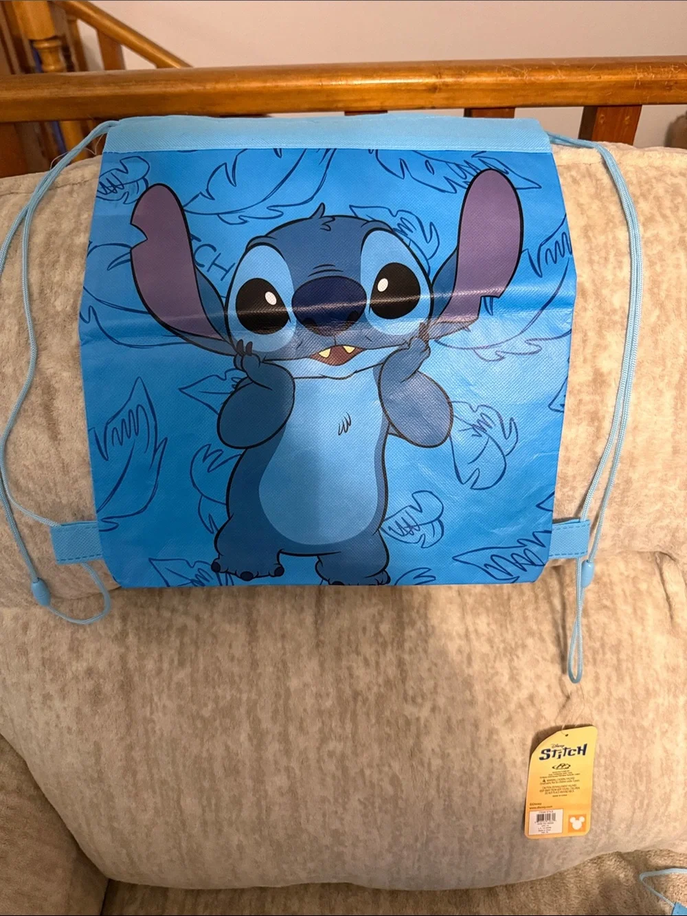 Disney Blue Stitch Kids Drawstring Face Mask Pouch